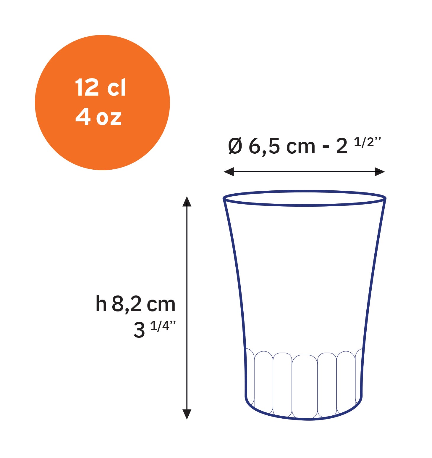 AMALFI - Tasse en verre transparent 12 cl (Lot de 4)