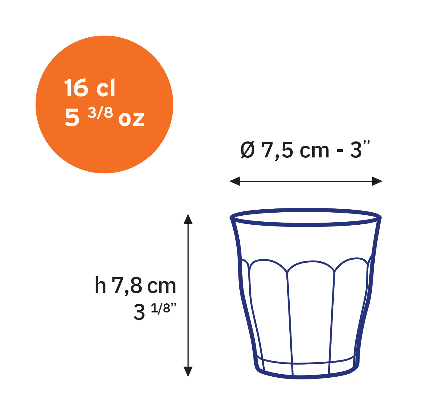 Le Picardie - Verre transparent 16cl -  (Lot de 6)