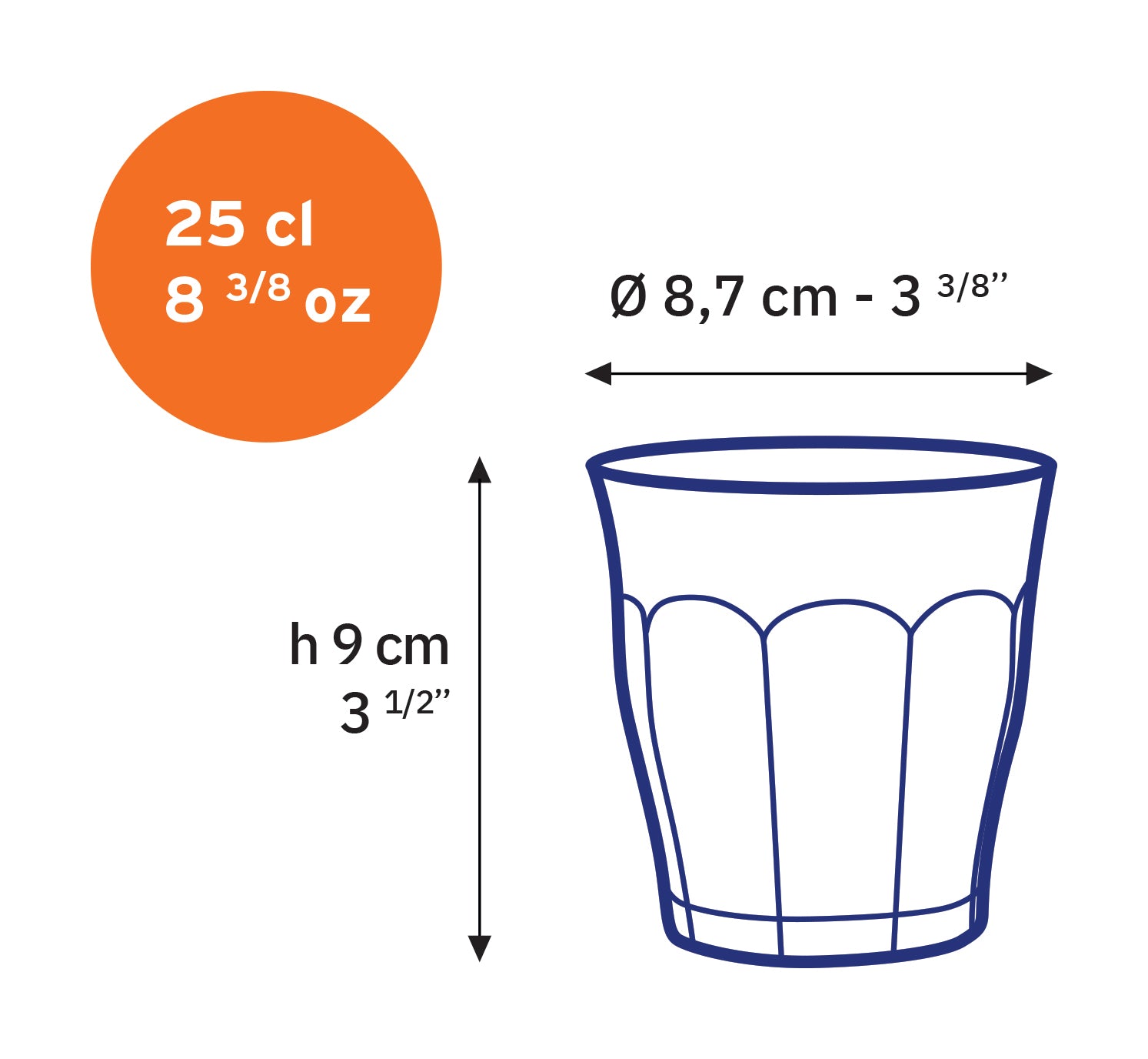 Picardie - Verre 25cl x6 - Panaché de 6 couleurs