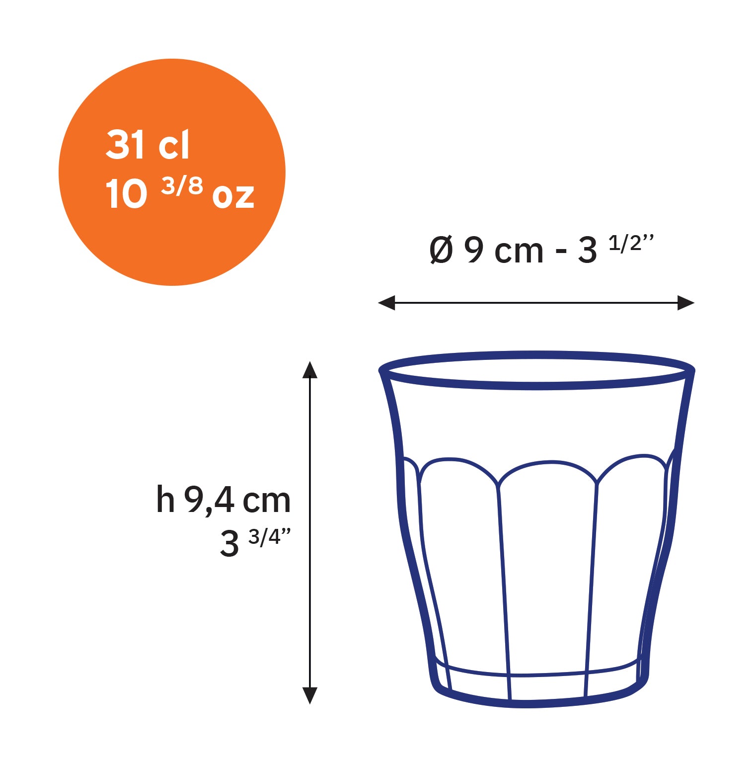 Le Picardie - Verre à eau - Gris - 31cl (Lot de 6)