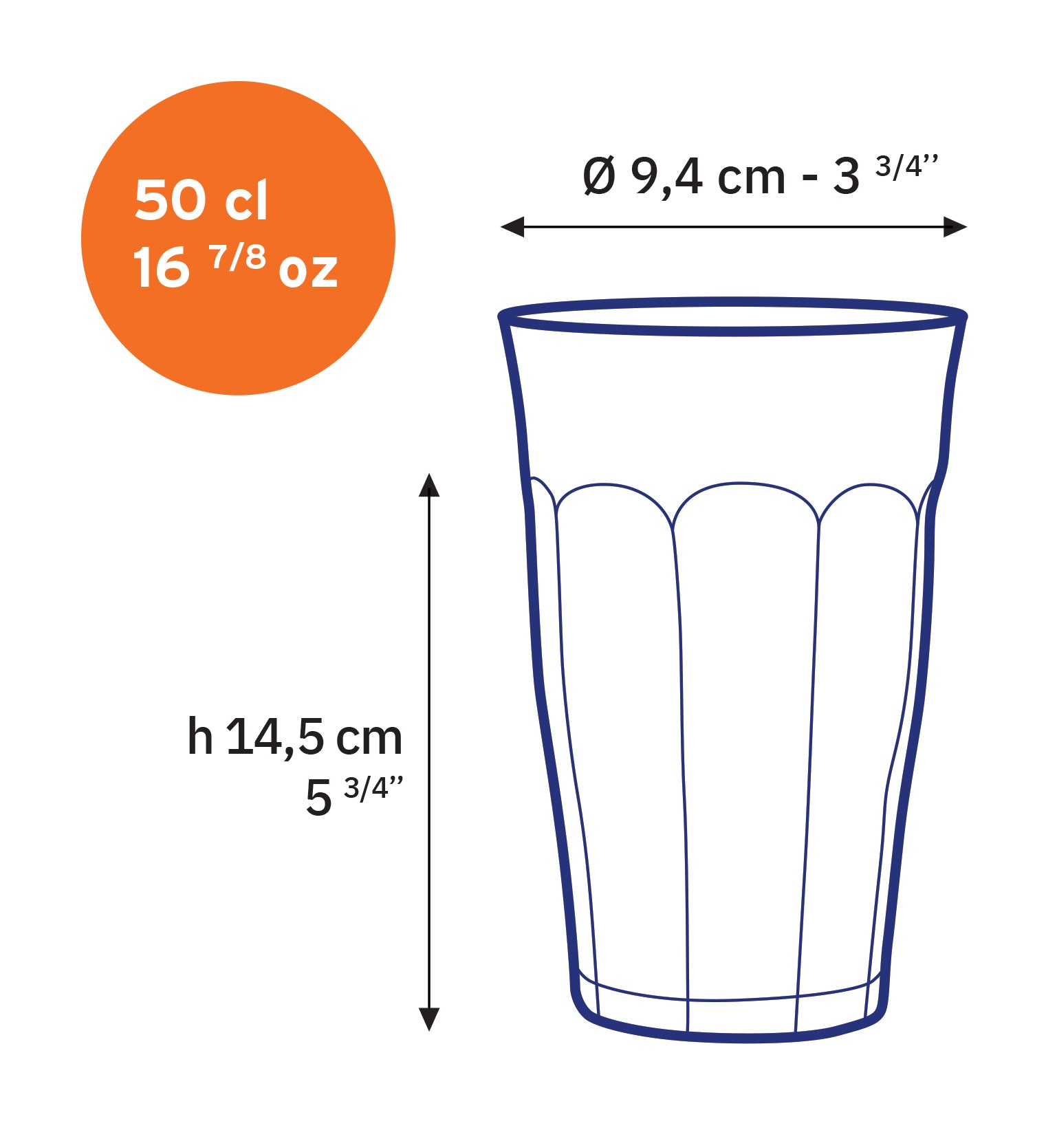 Le Picardie - Verre à eau - Transparent 50cl (Lot de 4)