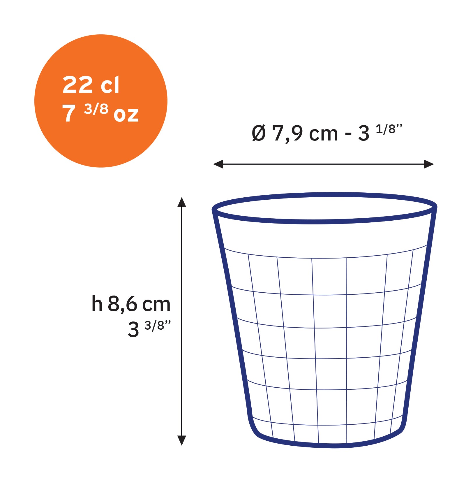 Prisme - Verre Transparent 22cl  (Lot de 4)