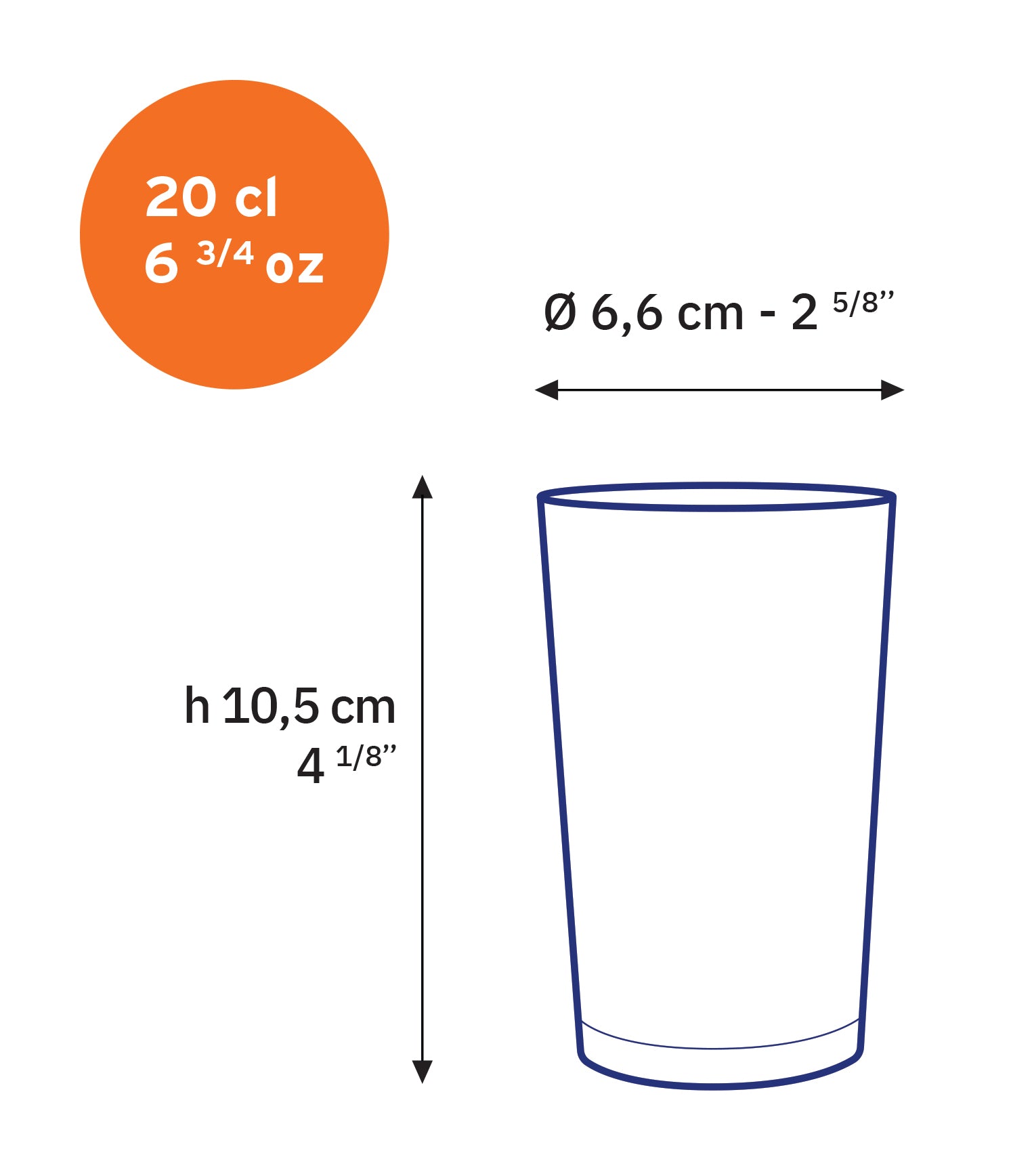 Unie - Verre transparent 20 cl (lot de 6)