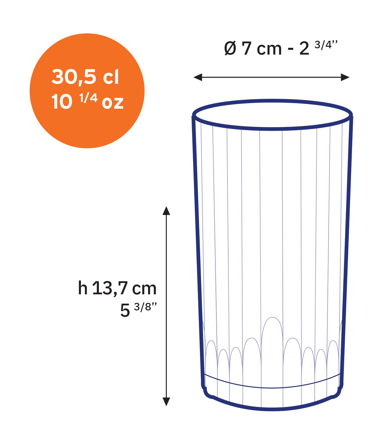 Manhattan - Tall clear cocktail glass 30.5 cl - (Set of 6)