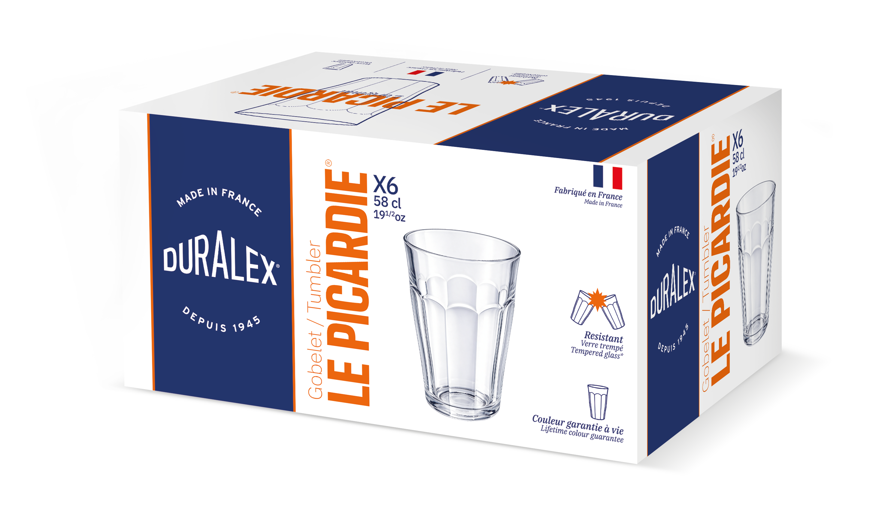 Le Picardie - Verre à eau - Transparent 58cl (Lot de 6)