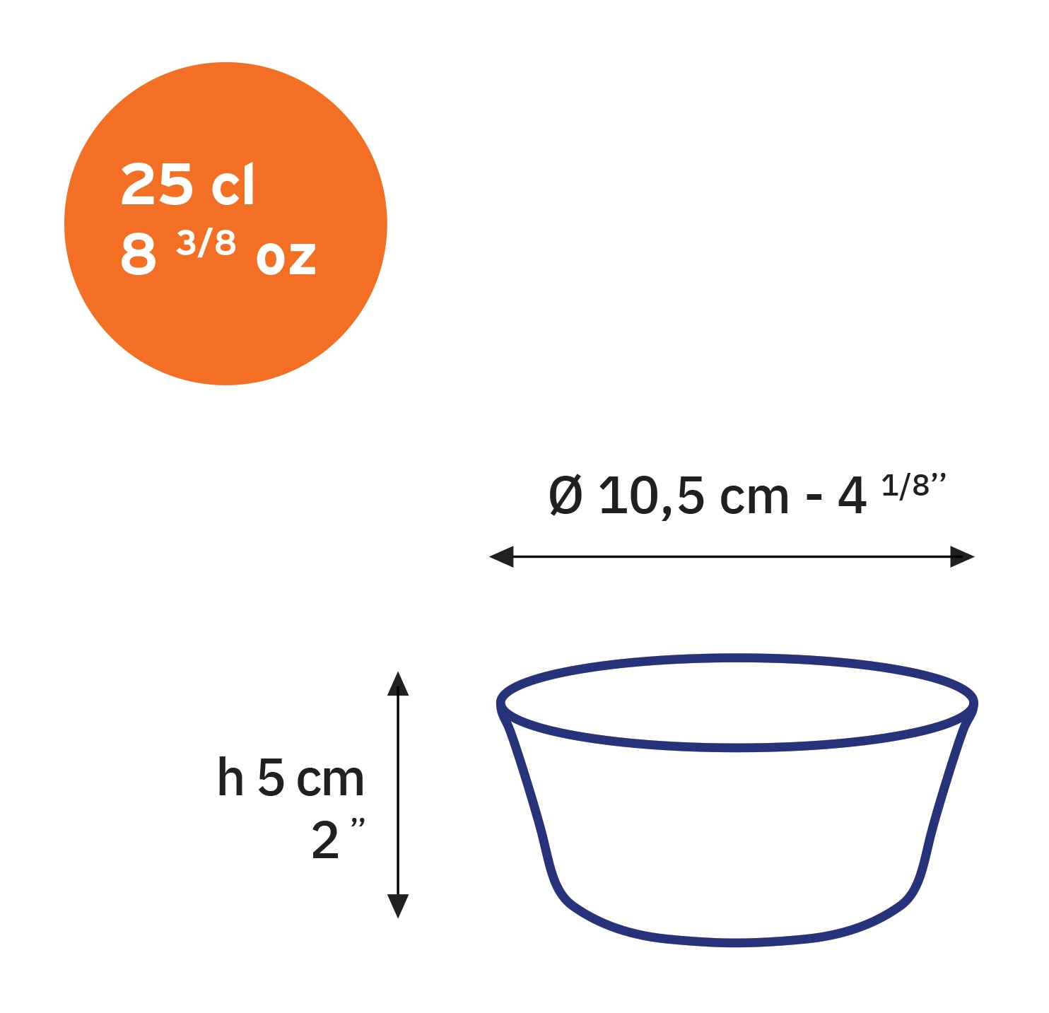 Lys - Coupelle en verre 10,5 cm - 25cl - Bleu Marine
