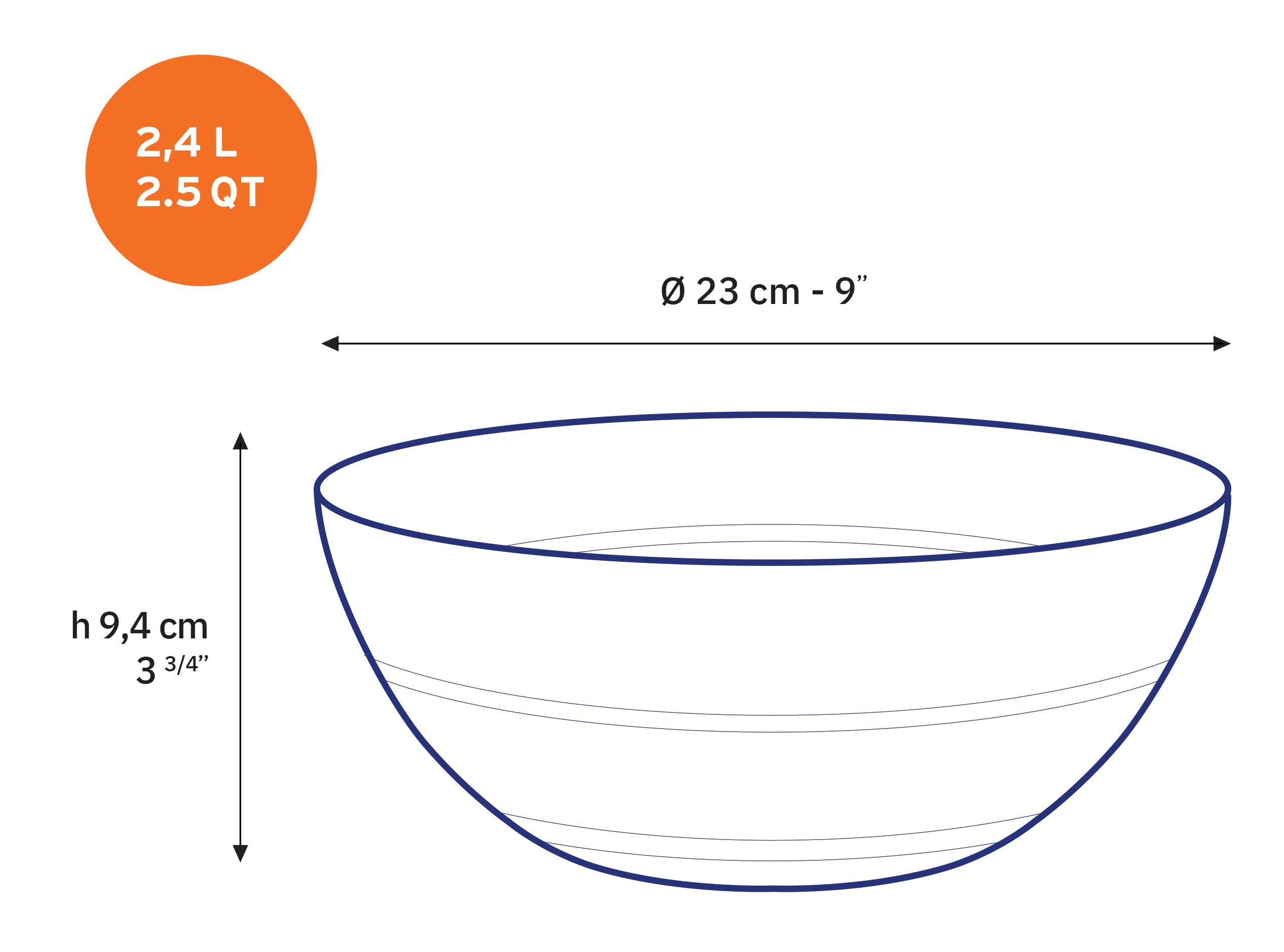 Le Gigogne - Clear glass salad bowl 23cm - 2.4L