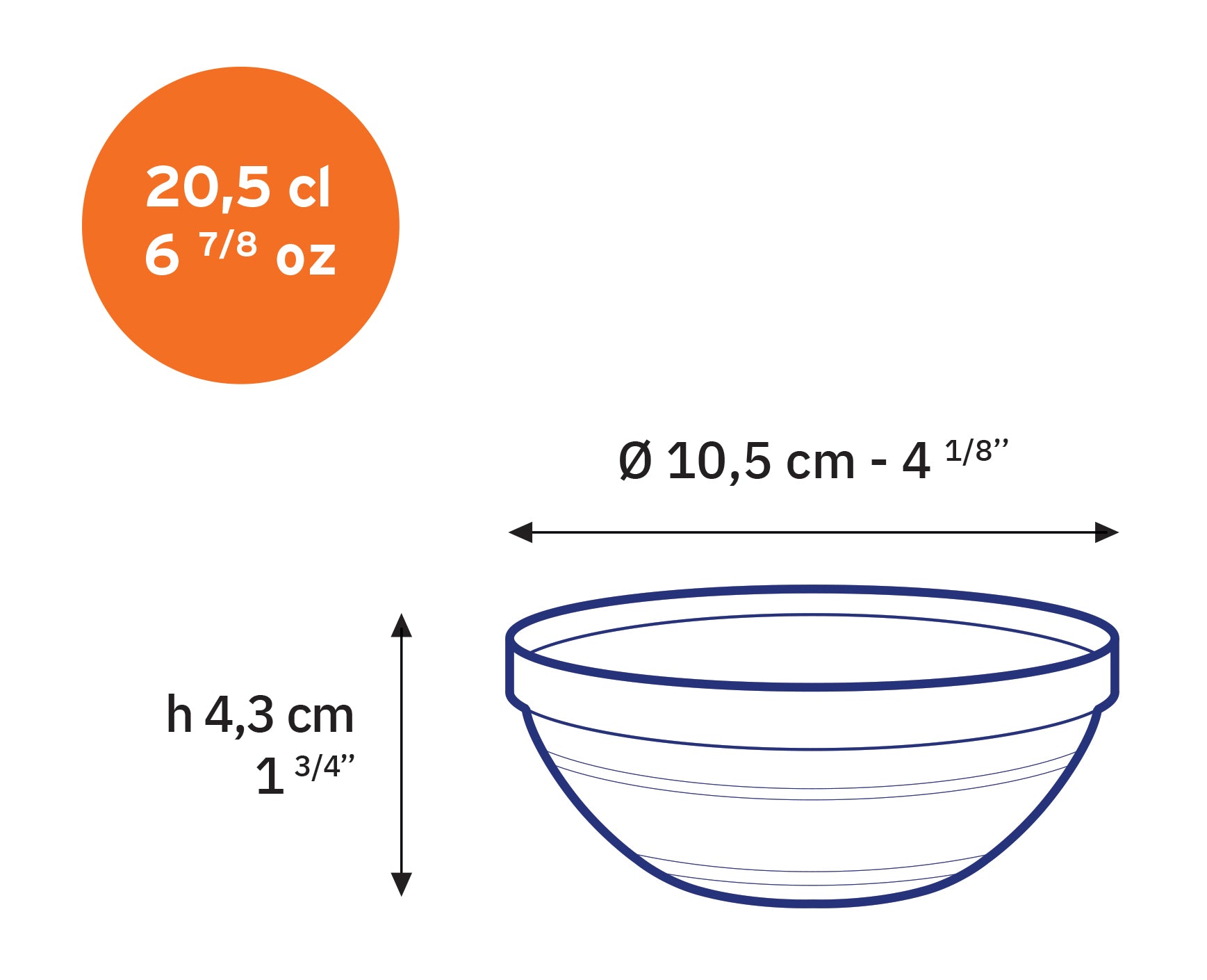 Le Gigogne - Coupelle en verre transparent Empilable 20,5cl - 10,5cm (Lot de 6)