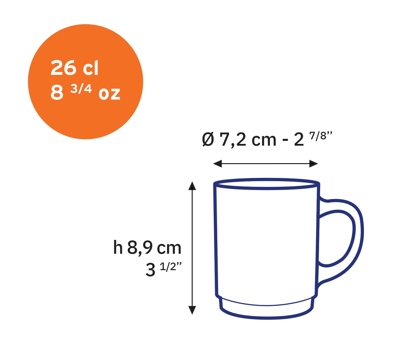 Versailles - Mug en verre Bleu Marine 26 cl (Lot de 6)