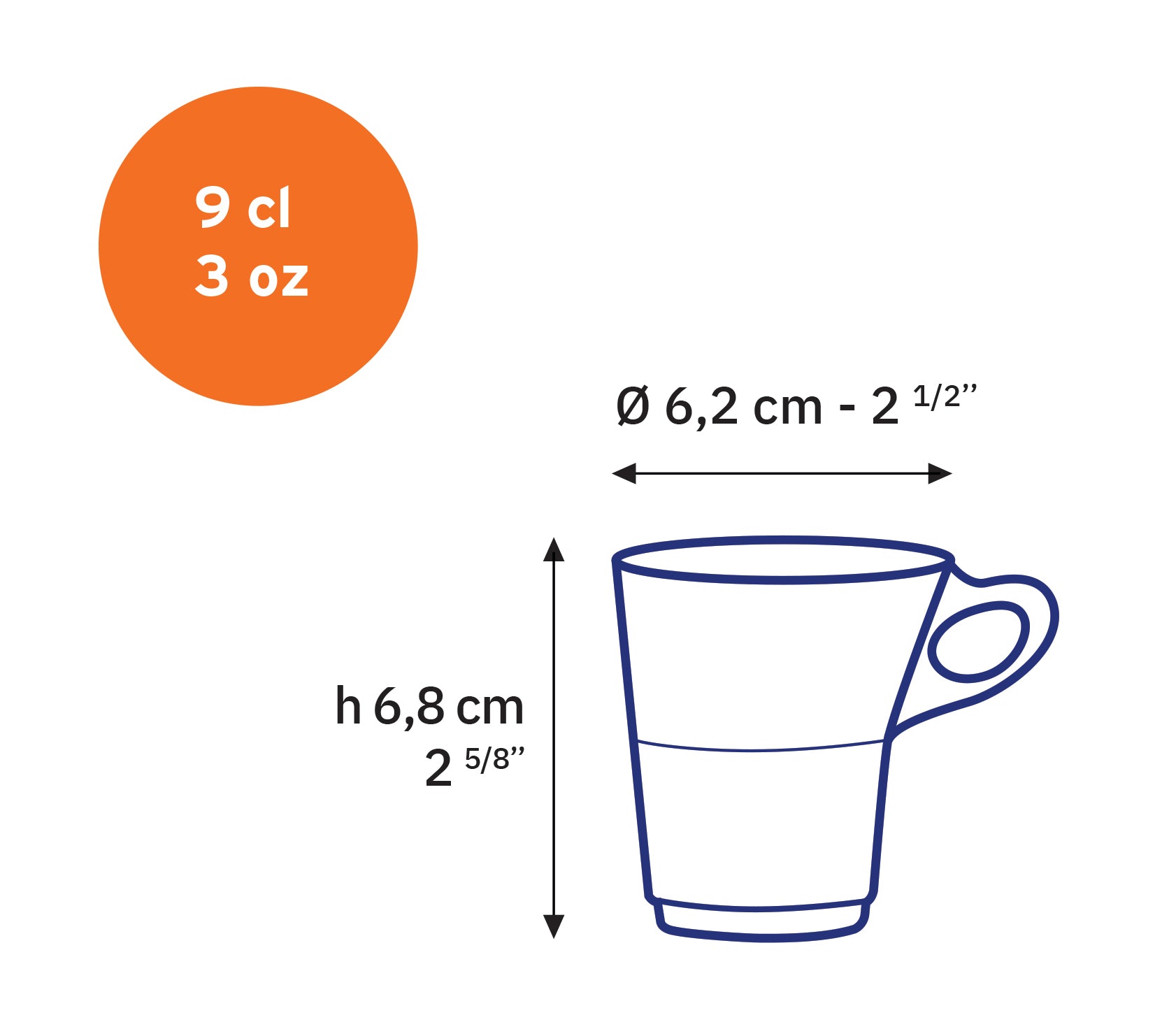 Caprice - Tasse en verre transparent 9 cl  (Lot de 6)