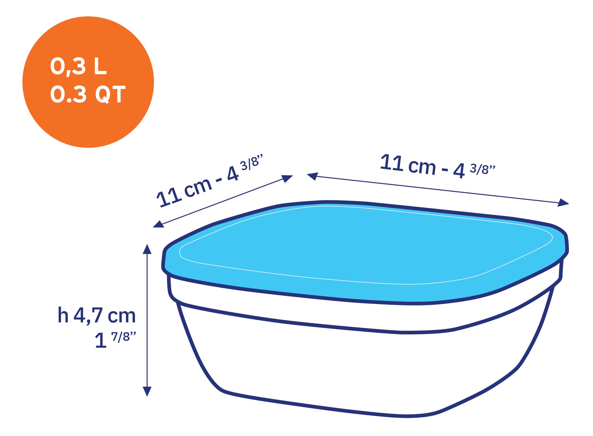 Freshbox - Boite de conservation carrée couvercle blanc 30cl