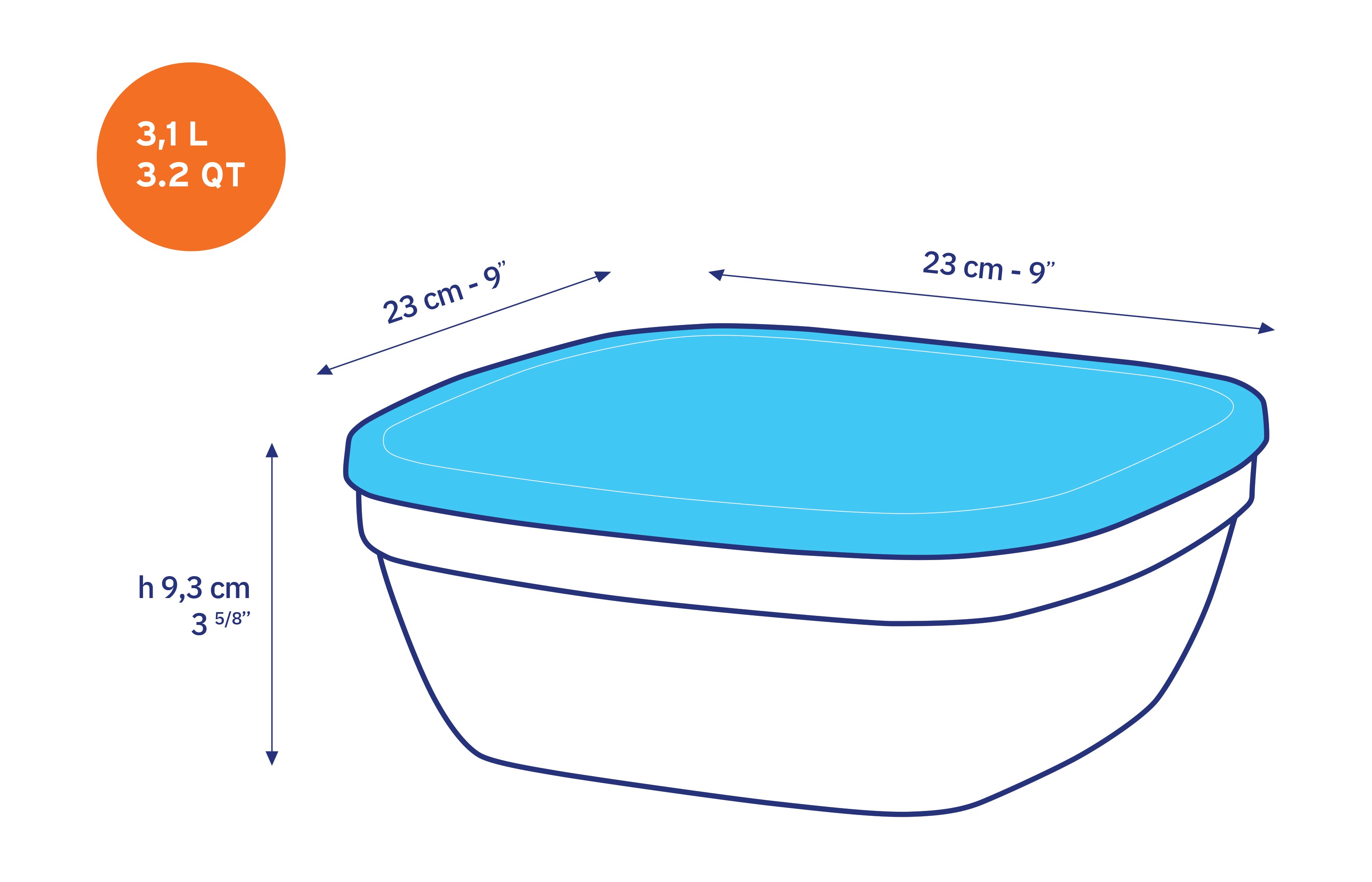Freshbox - Square storage tin with white lid 3.1L