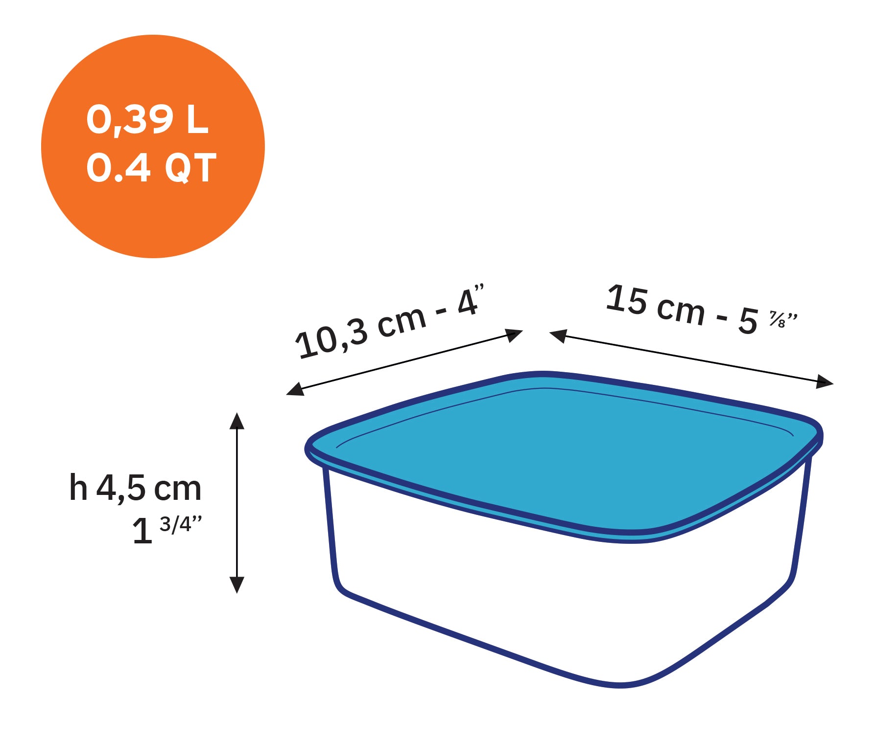 Freshbox - Boite de conservation rectangulaire couvercle bleu 39cl