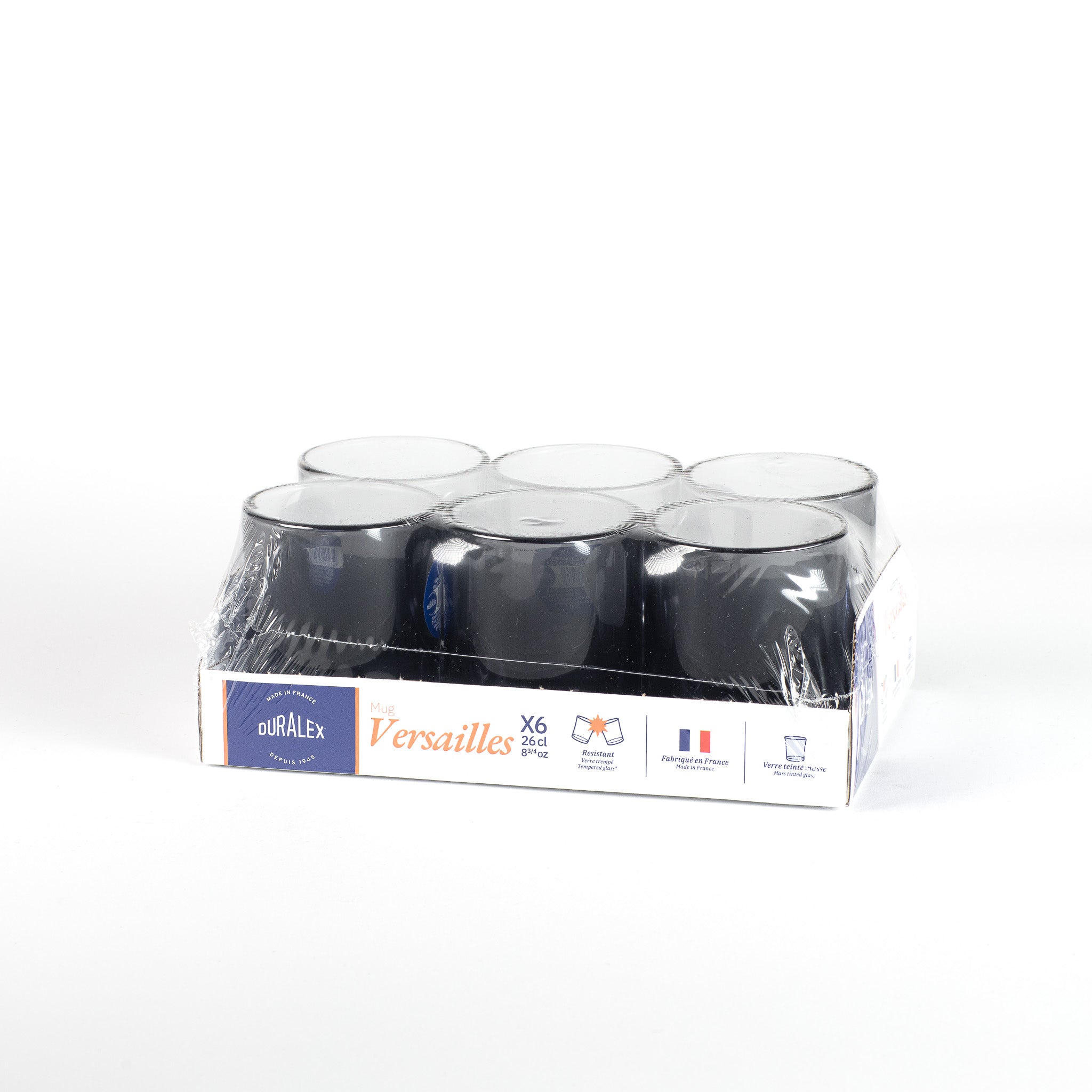 Versailles - Grey glass mug 26 cl (Set of 6)