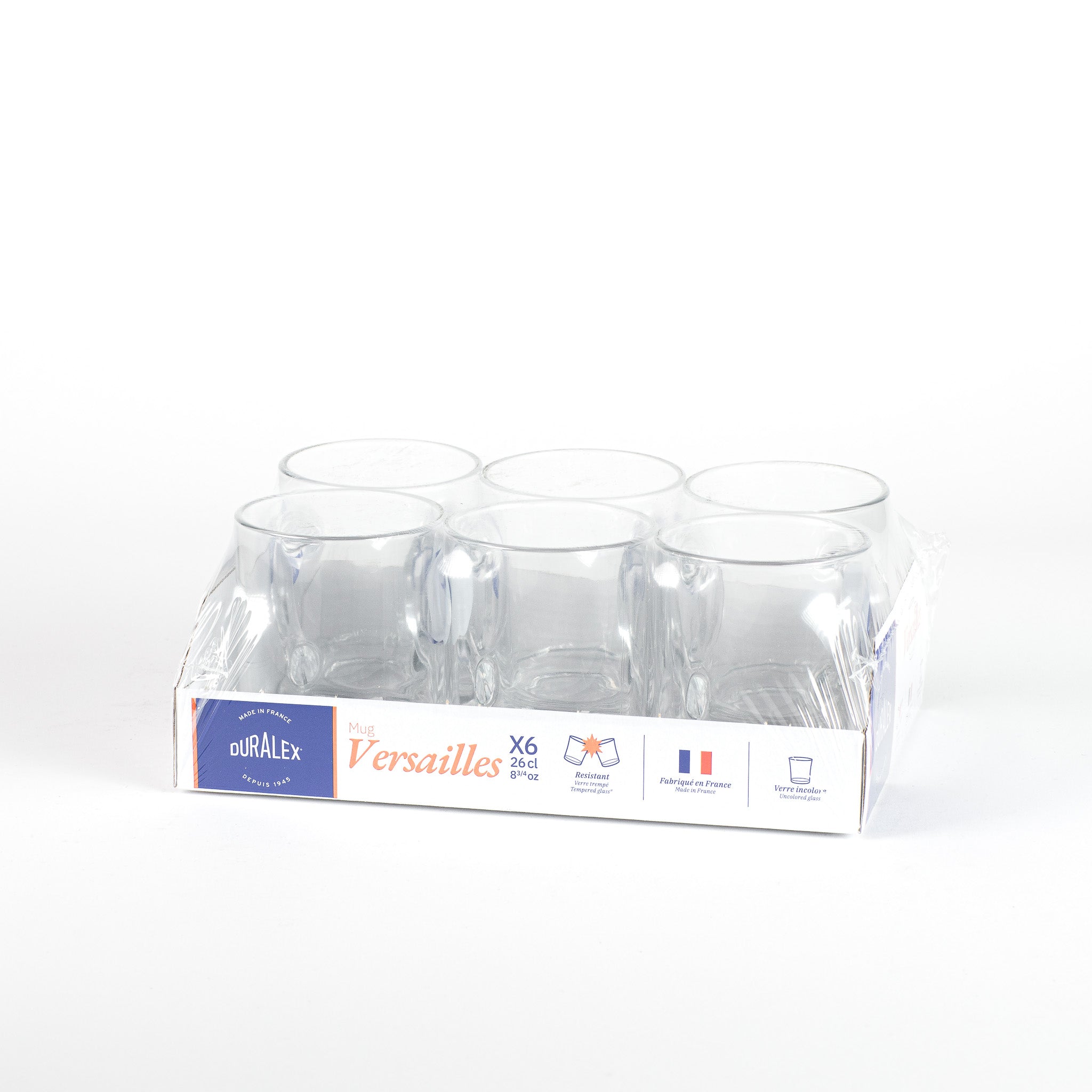 Versailles - Transparante glazen mok 26 cl (set van 6)