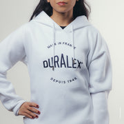 Sweat blanc - Broderie Duralex bleue - Taille L